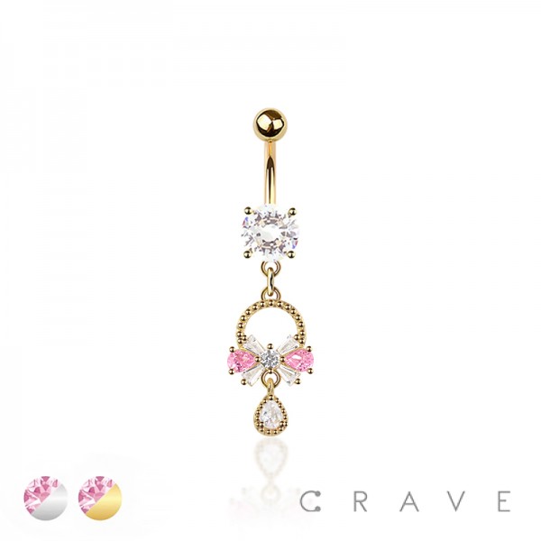 316L SURGICAL STEEL MULTI CZ BOW TIE GEMMED RIBBON BELLY BUTTON NAVEL RING 316L SURGICAL STEEL MULTI CZ BOW TIE GEMMED RIBBON BELLY BUTTON NAVEL RING